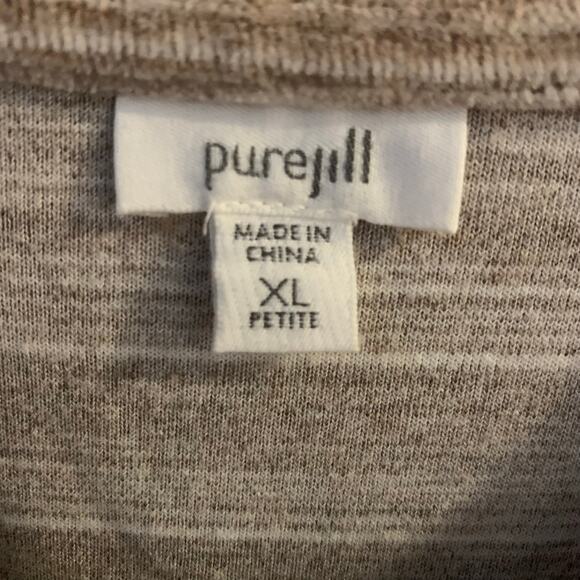 Pure Jill Top Women's Size Petite X-Large Beige Heather Velour Soft Top Pockets - Picture 3 of 6